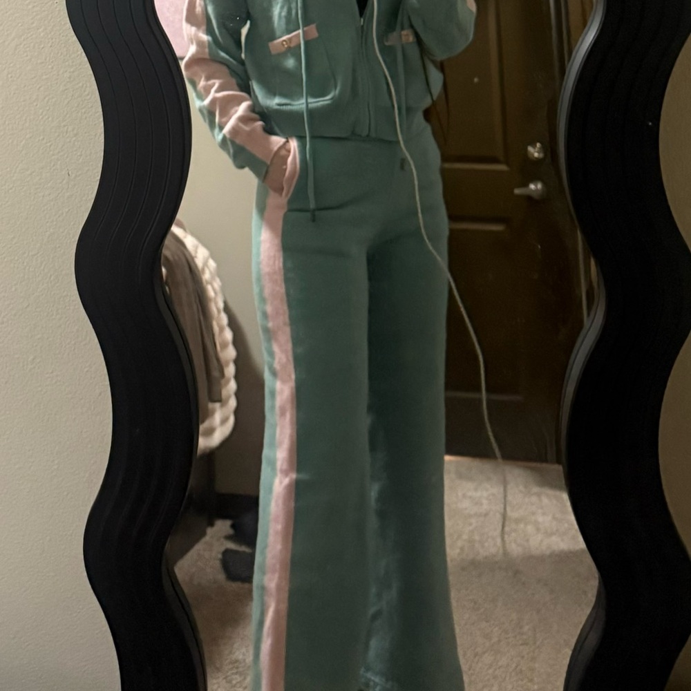 Stylish Green and Pink Women's Wool pants